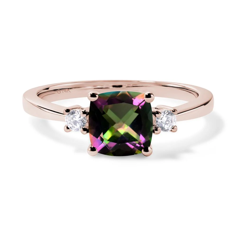 Cushion Cut Mystic Topaz Trilogy Ring - Image 5
