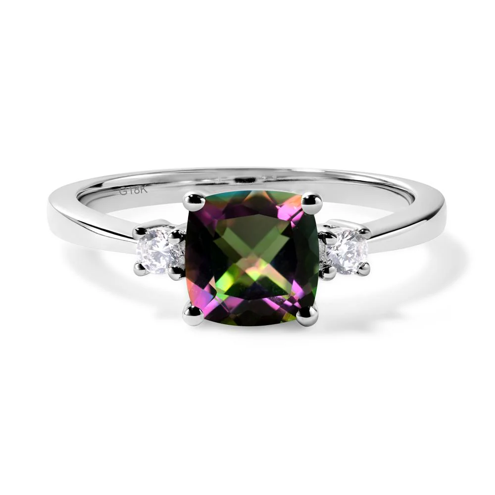 Cushion Cut Mystic Topaz Trilogy Ring - Image 7