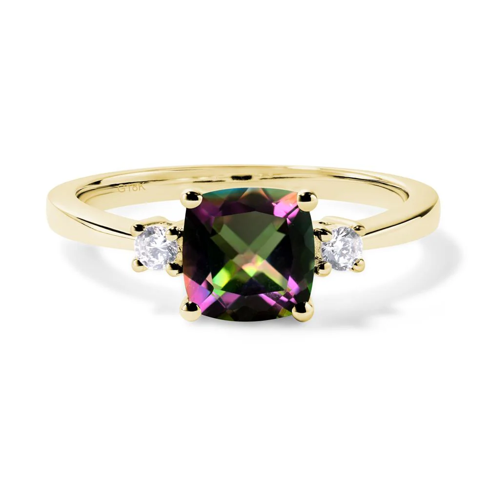 Cushion Cut Mystic Topaz Trilogy Ring - Image 8