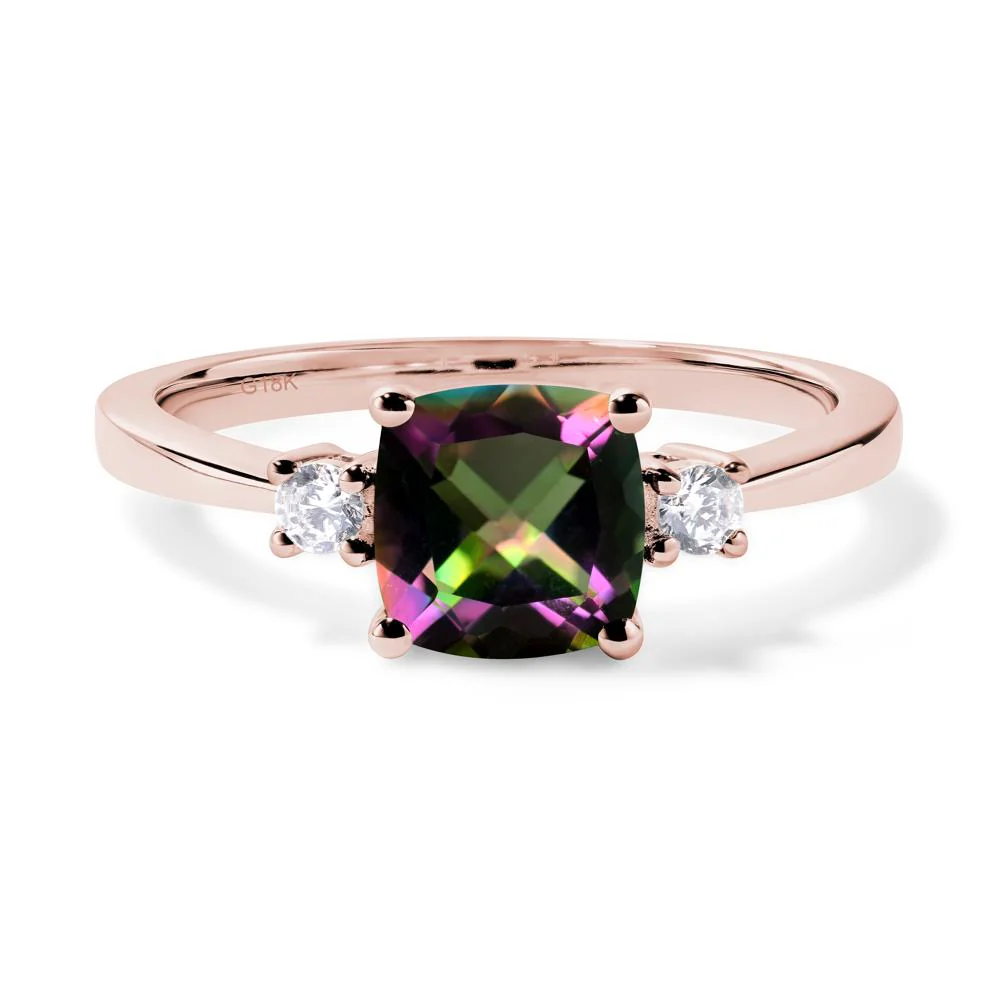 Cushion Cut Mystic Topaz Trilogy Ring - Image 9
