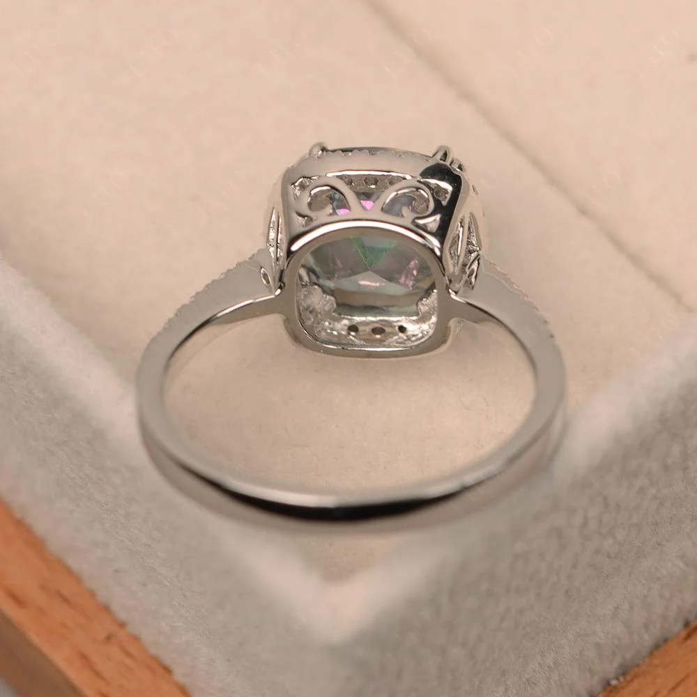 Cushion Cut Mystic Topaz Halo Ring - Image 12