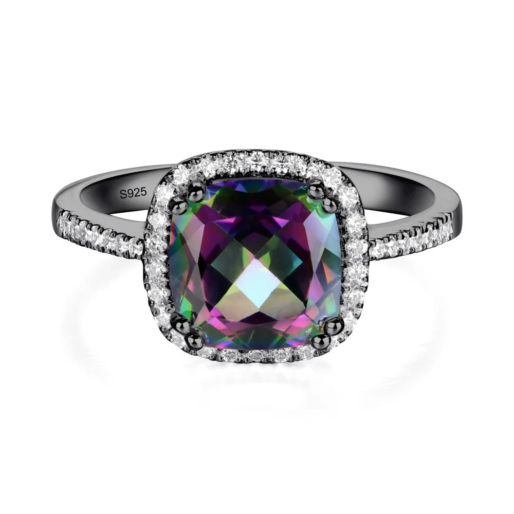 Cushion Cut Mystic Topaz Halo Ring - Image 2