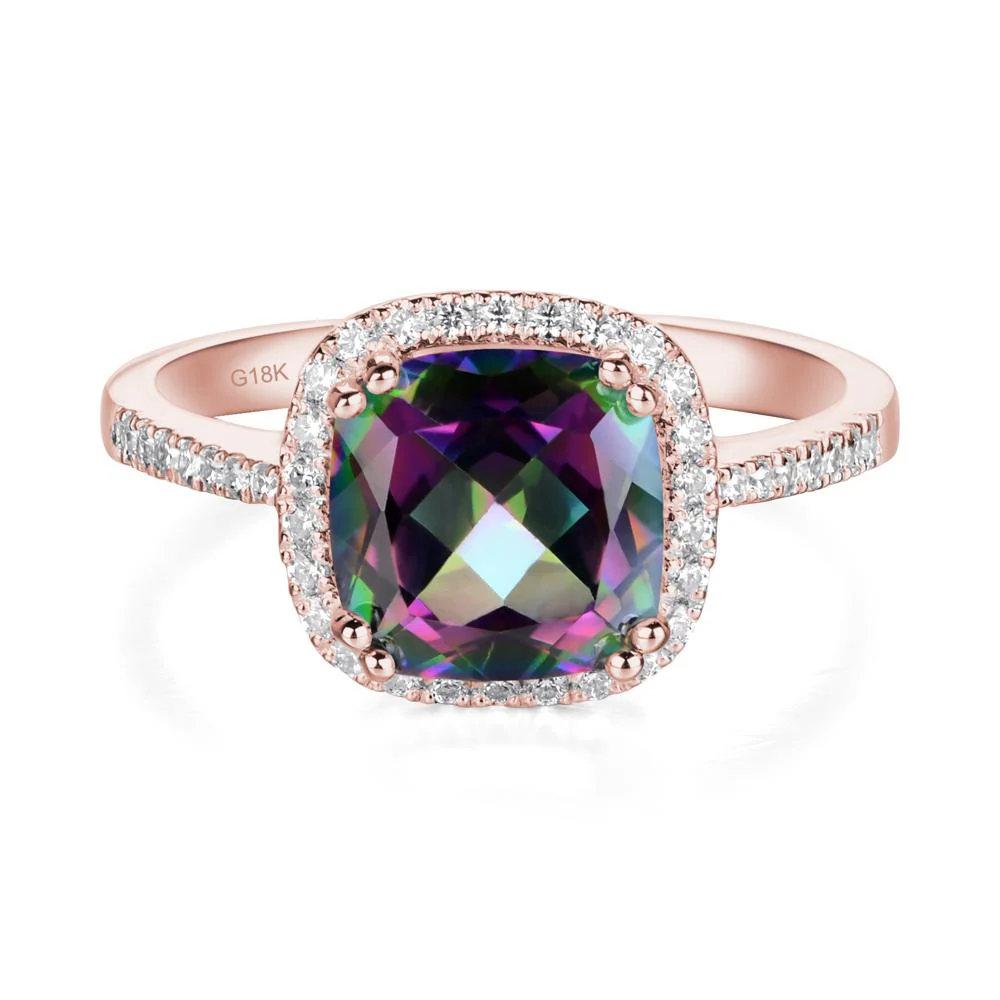 Cushion Cut Mystic Topaz Halo Ring - Image 4
