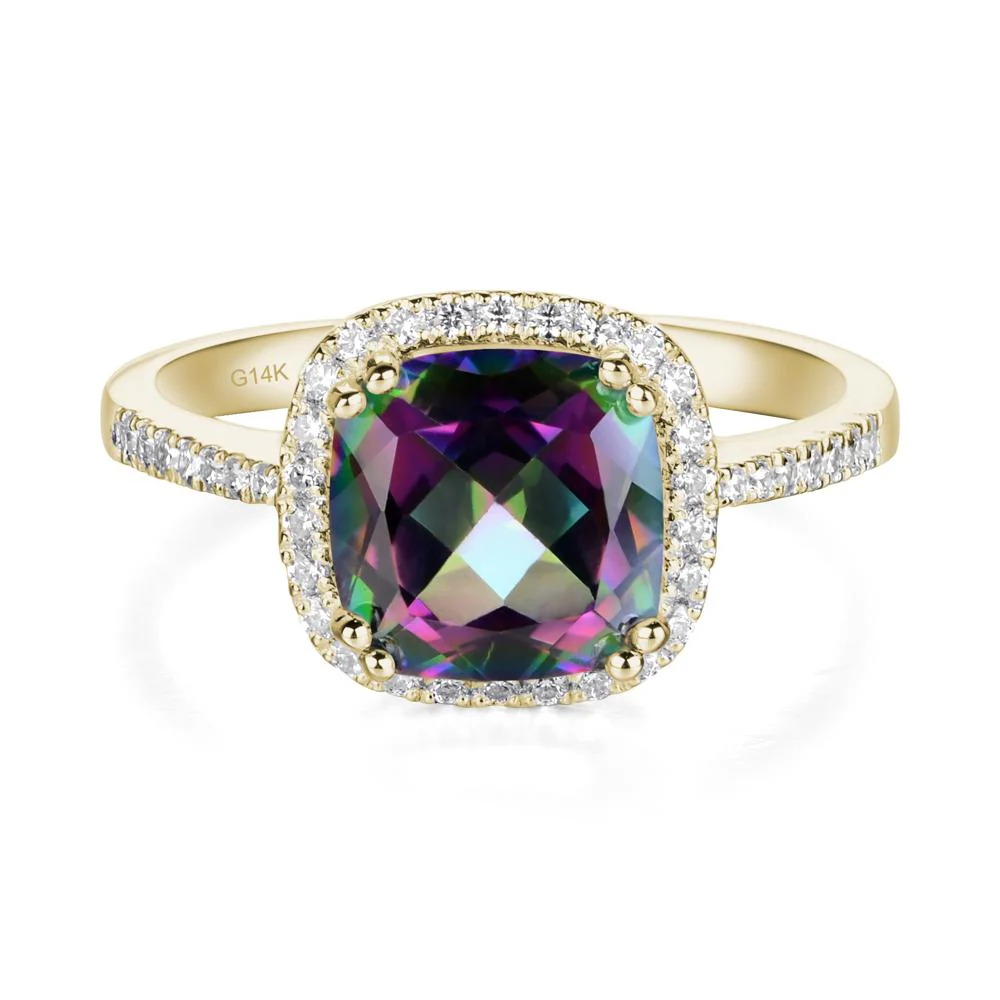 Cushion Cut Mystic Topaz Halo Ring - Image 7