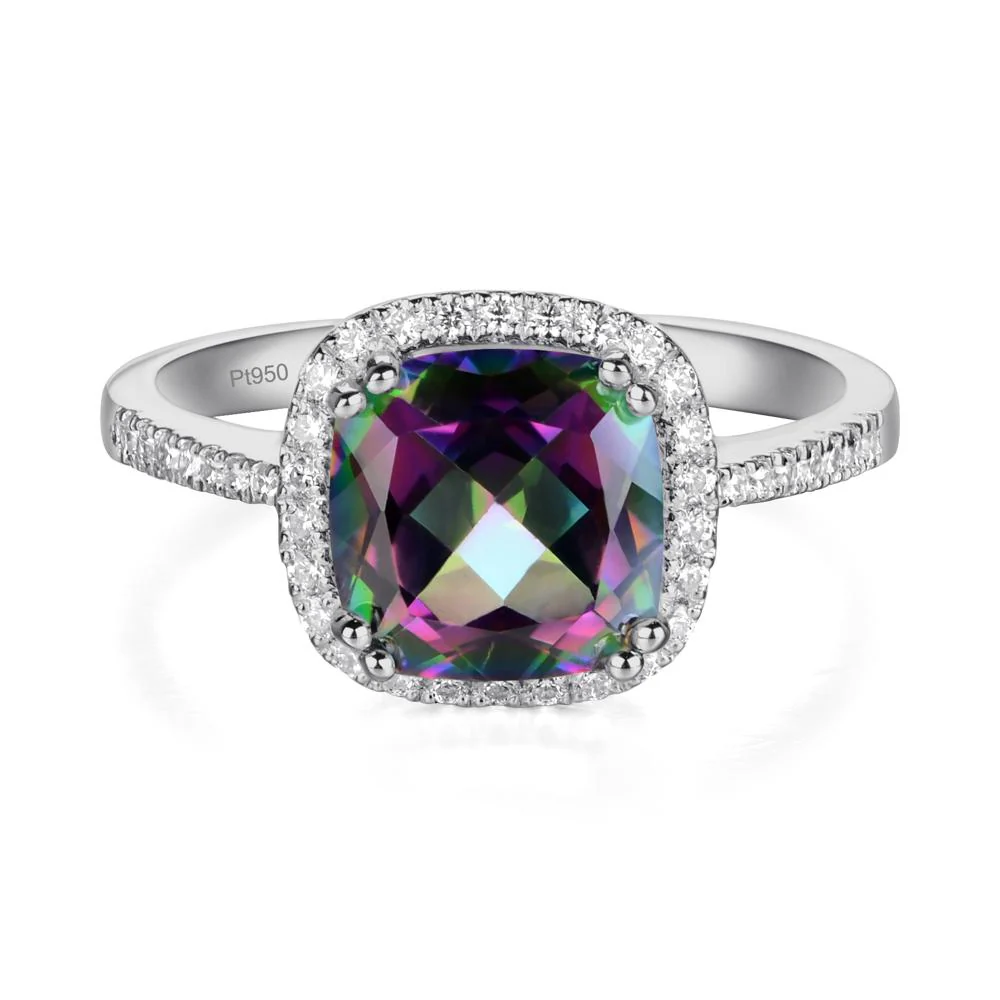 Cushion Cut Mystic Topaz Halo Ring - Image 8