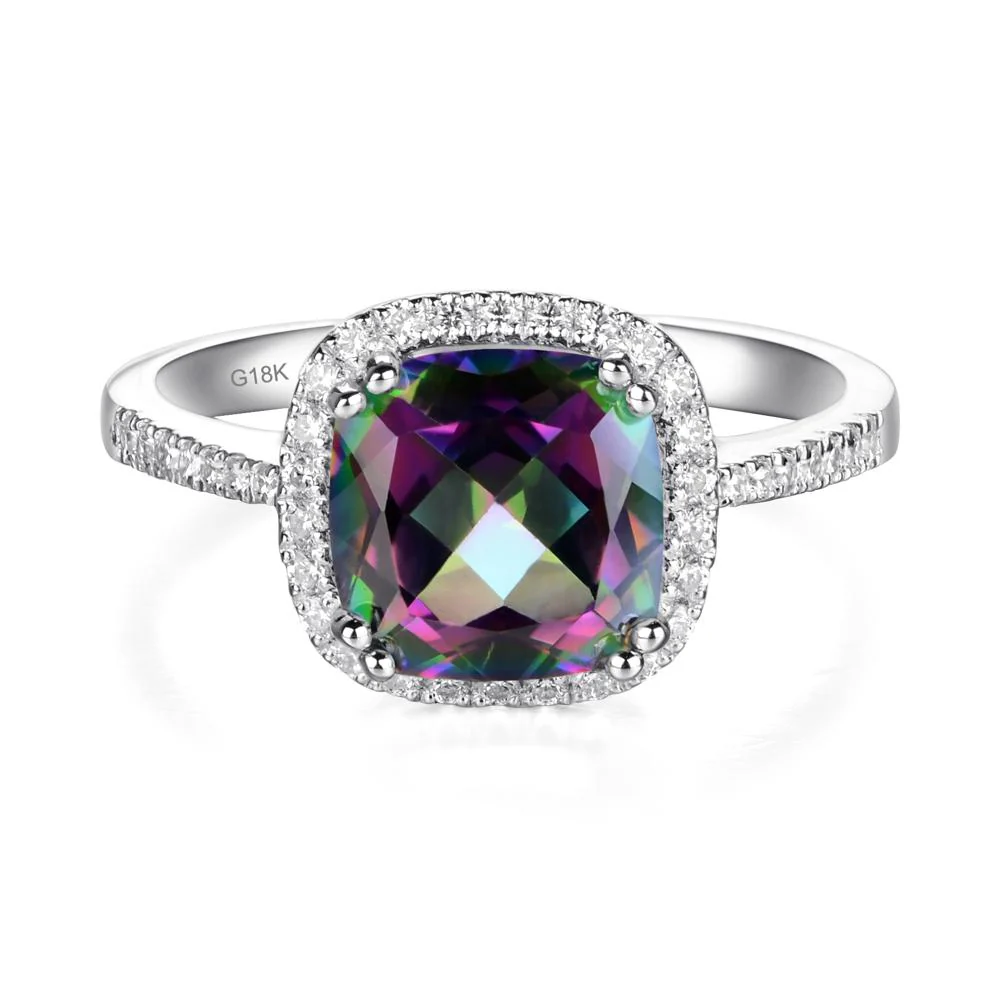 Cushion Cut Mystic Topaz Halo Ring - Image 9