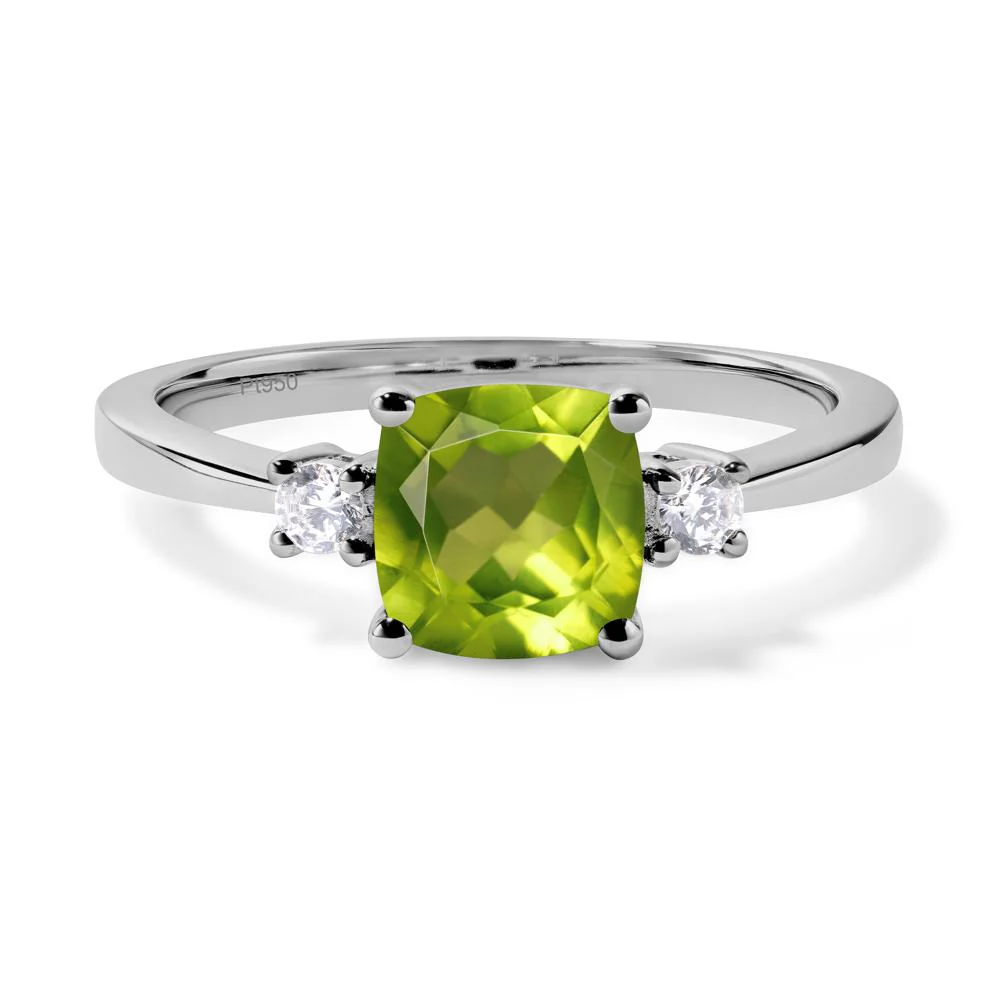 Cushion Cut Peridot Trilogy Ring - Image 6