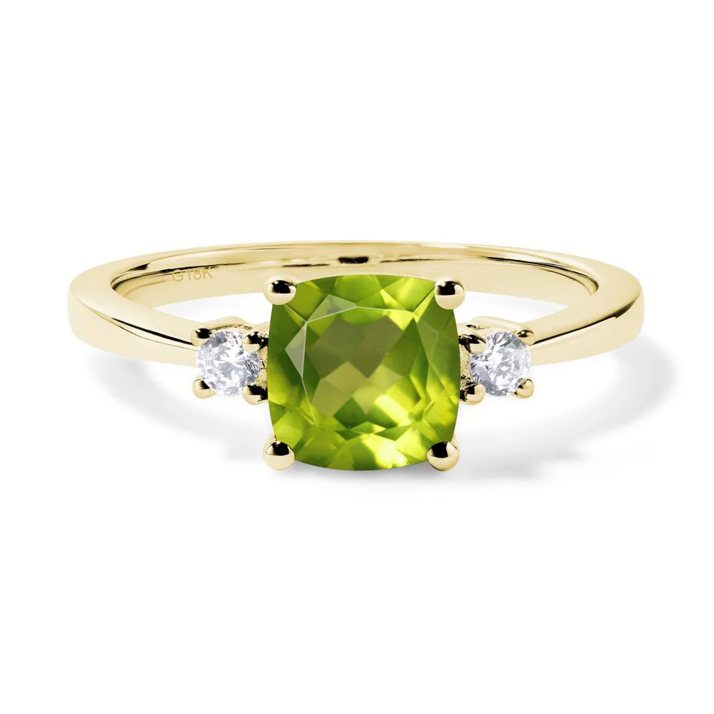 Cushion Cut Peridot Trilogy Ring - Image 8