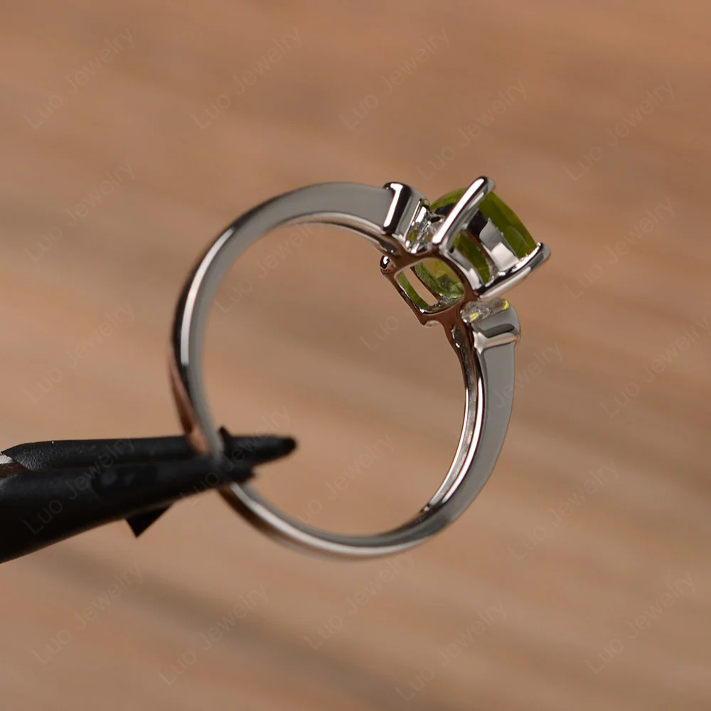 Cushion Cut Peridot Pave Ring - Image 3