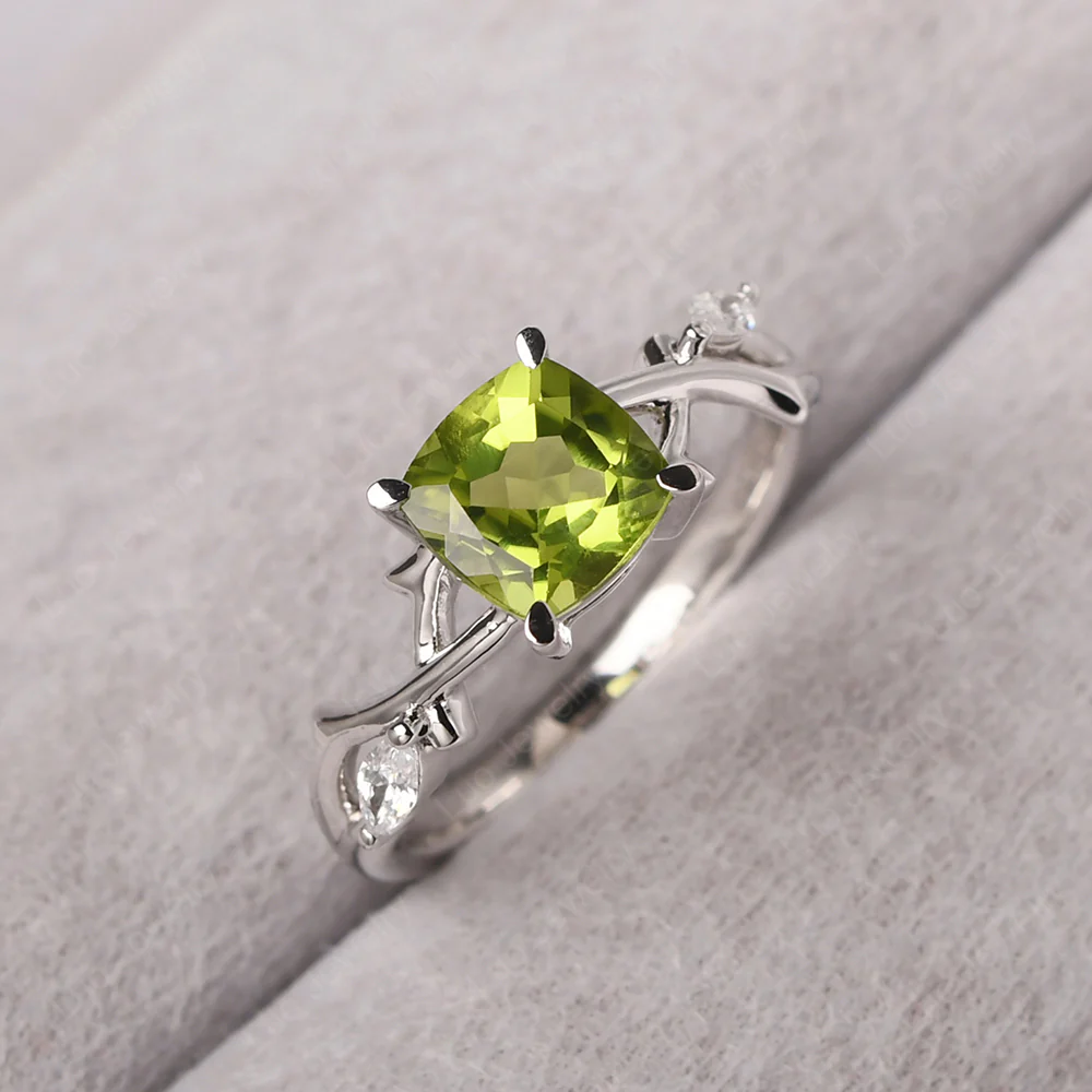 Willow Cushion Cut Peridot Ring