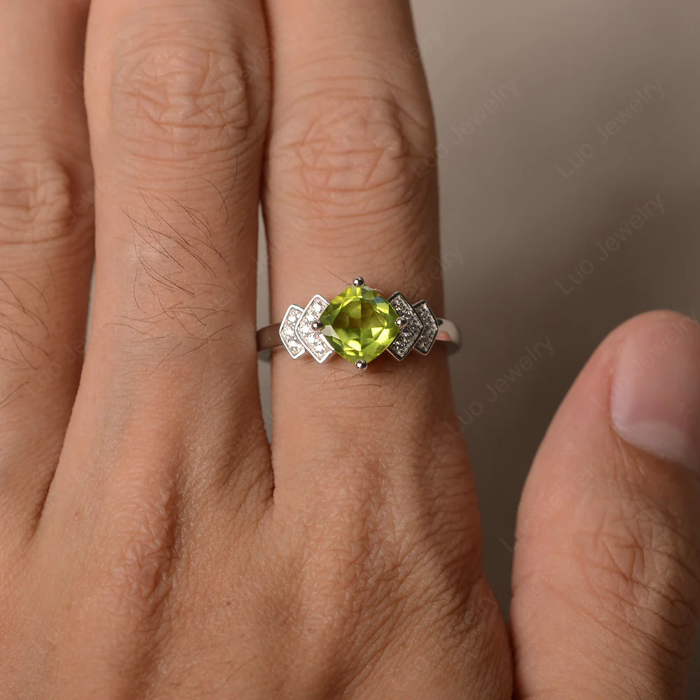 Cushion Cut Peridot Ring Kite Set - Image 3