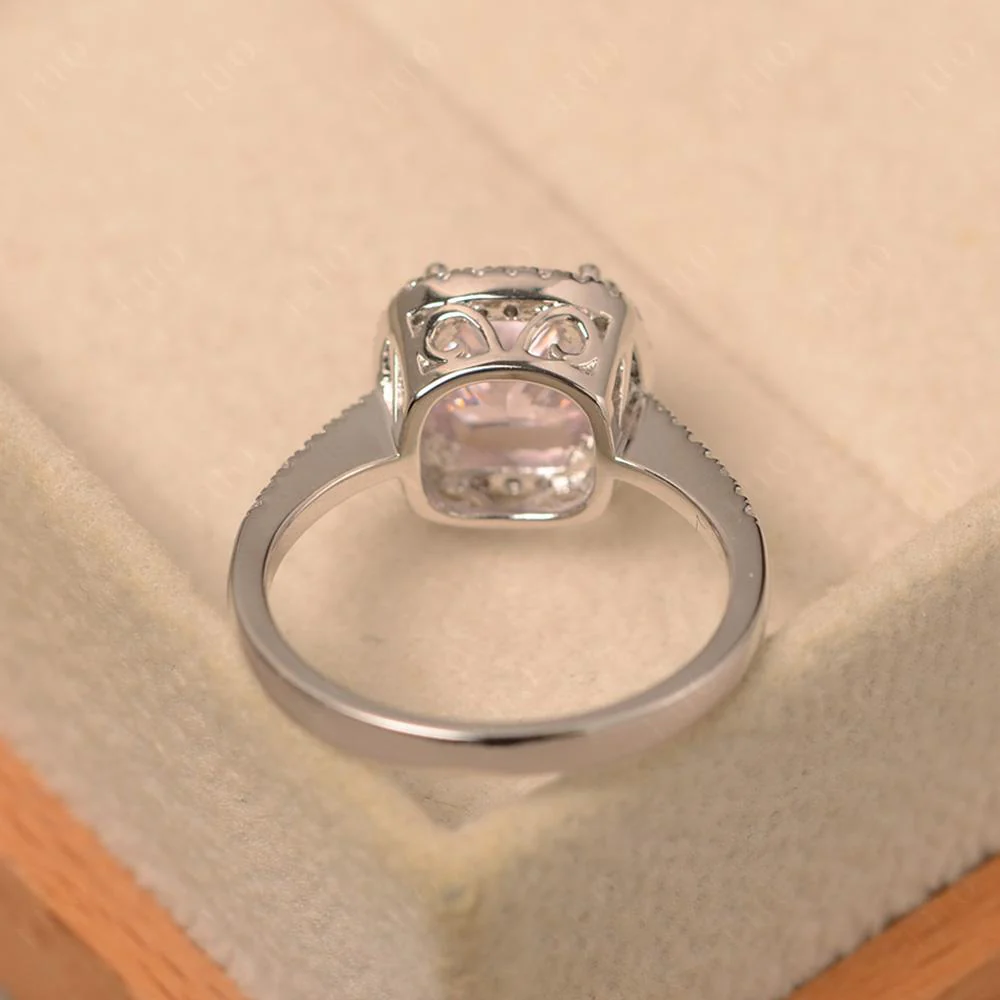 Cushion Cut Pink Cubic Zirconia Halo Ring - Image 13
