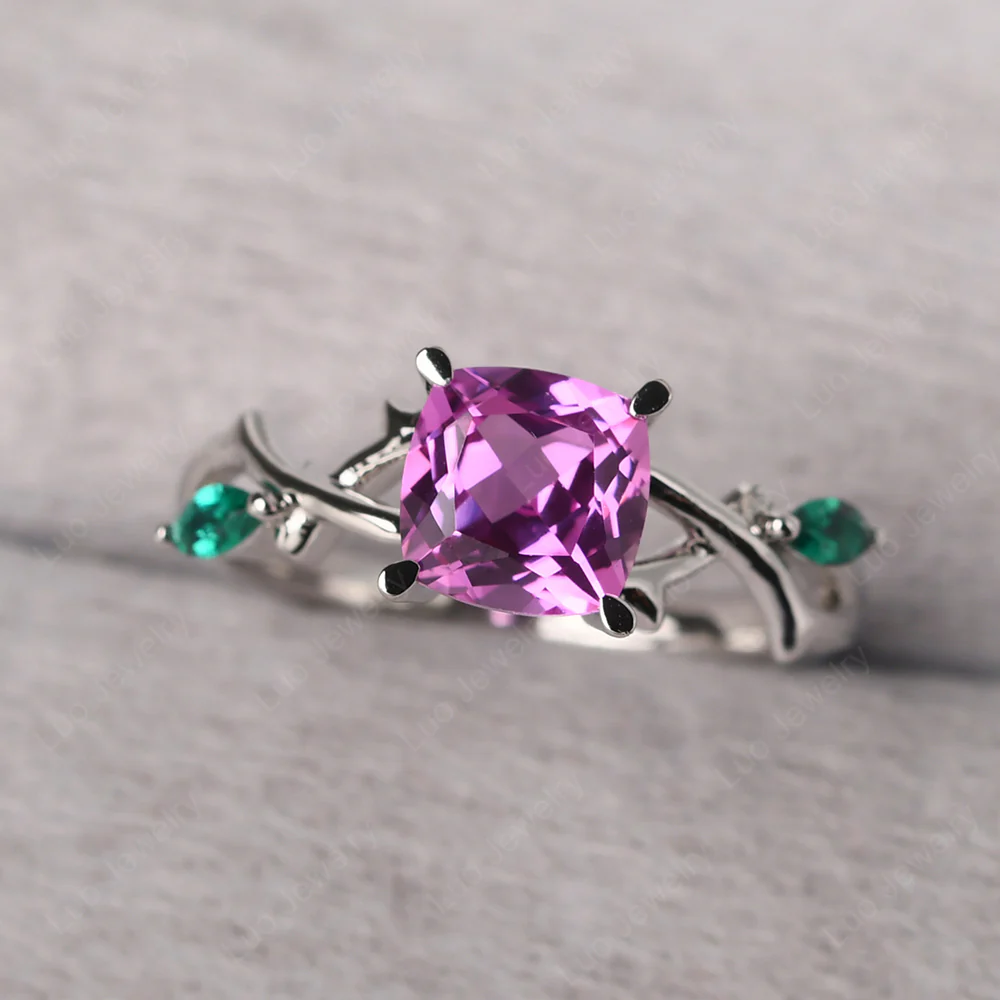 Cushion Pink Sapphire Willow Ring