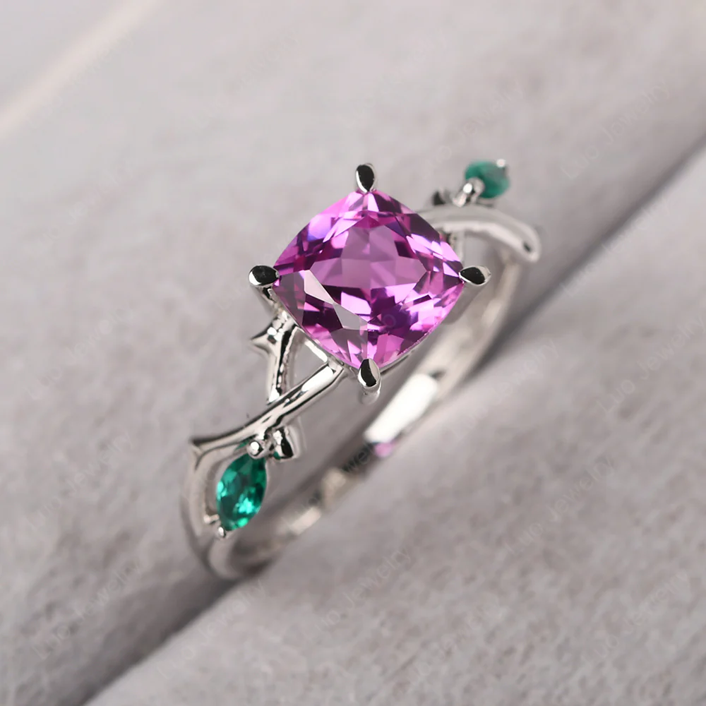 Cushion Pink Sapphire Willow Ring - Image 2