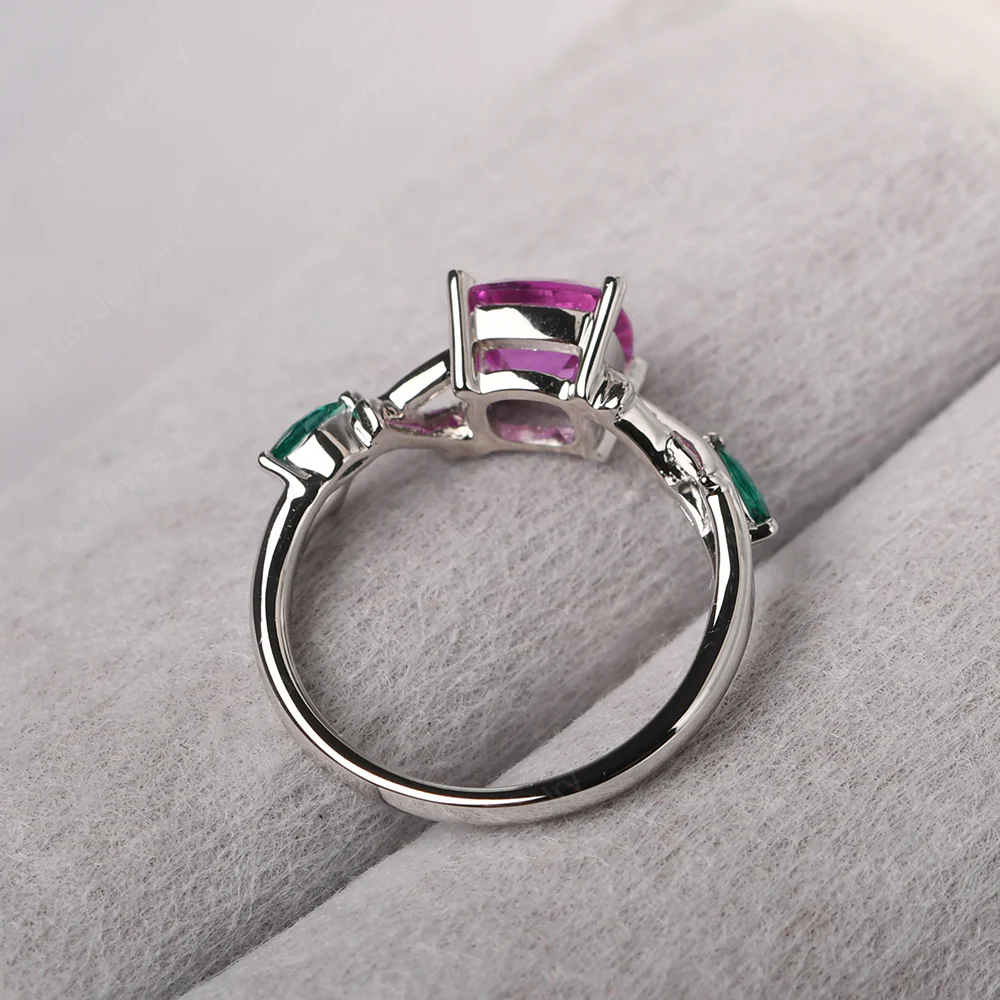 Cushion Pink Sapphire Willow Ring - Image 3