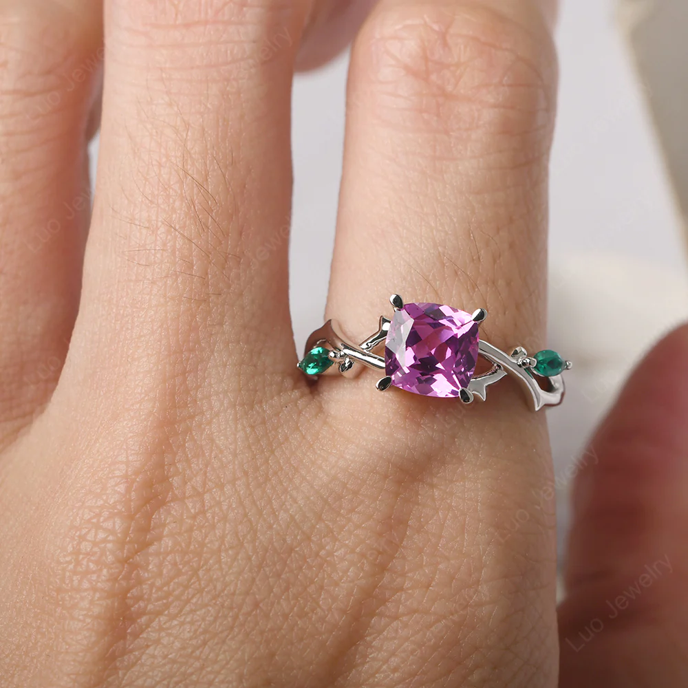 Cushion Pink Sapphire Willow Ring - Image 5