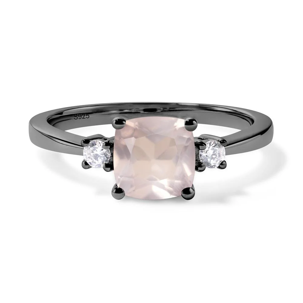 Cushion Cut Rose Quartz Trilogy Ring - Image 3