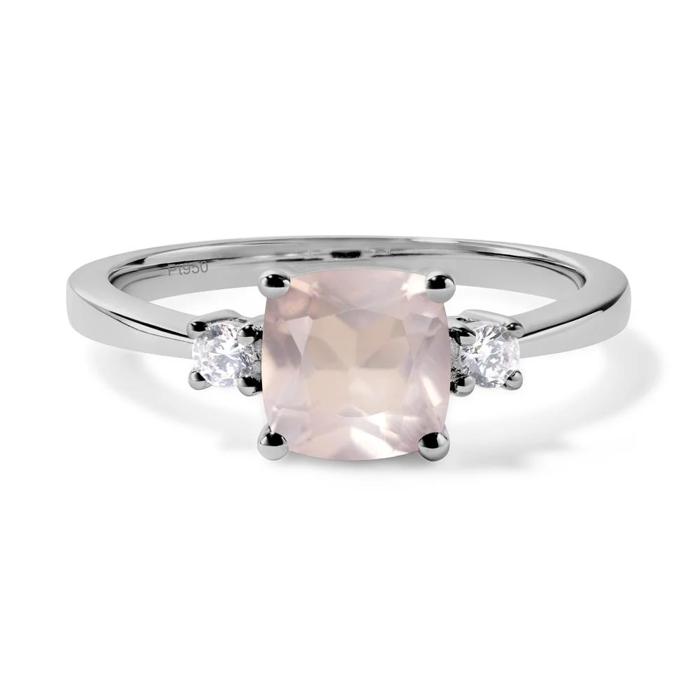 Cushion Cut Rose Quartz Trilogy Ring - Image 6