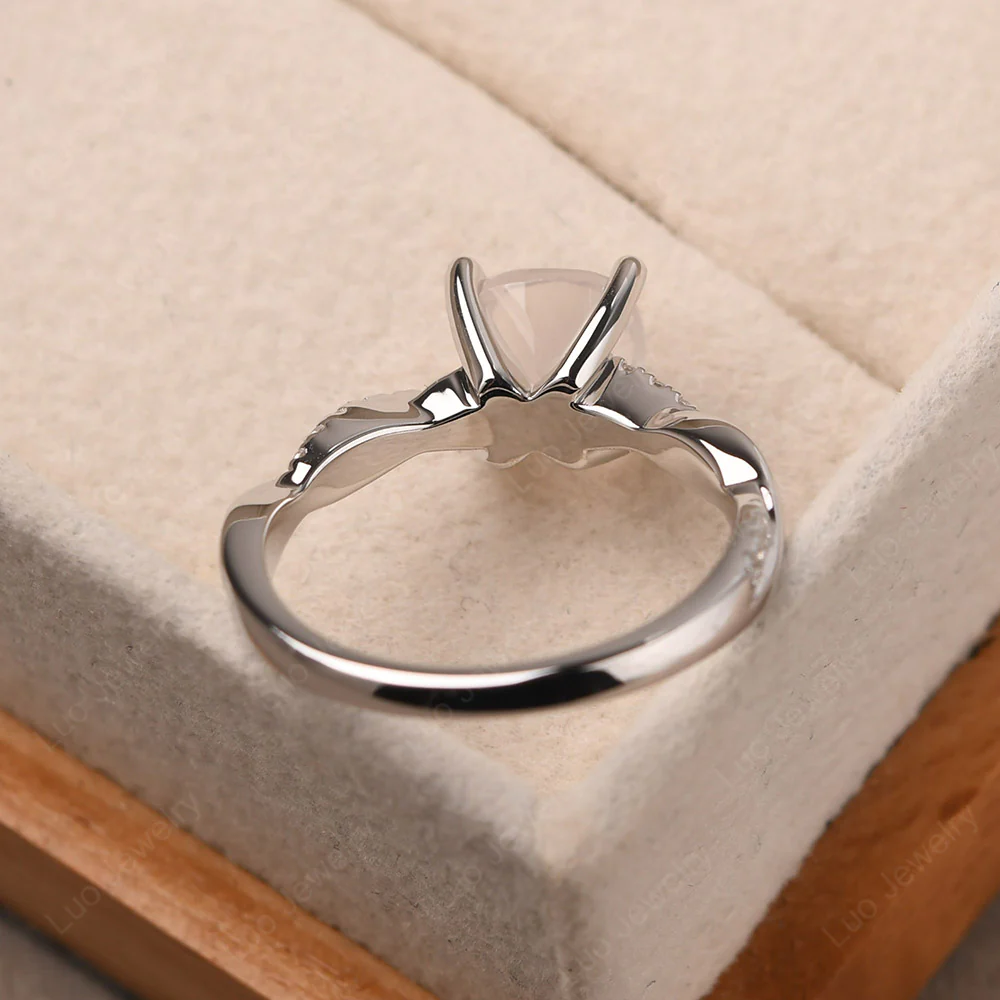 Cushion Rose Quartz Twist Engagement Ring - Image 3