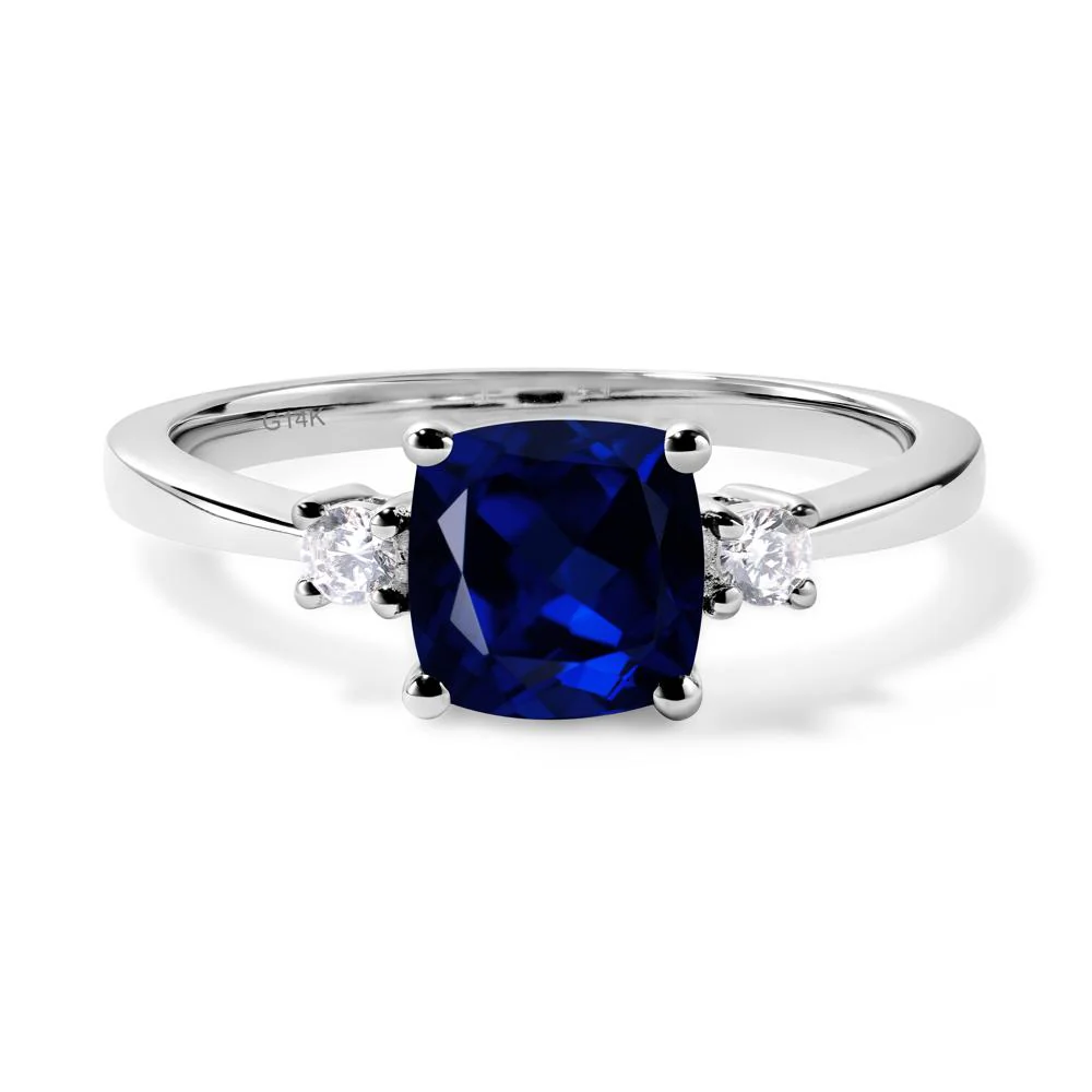 Cushion Cut Sapphire Trilogy Ring - Image 3