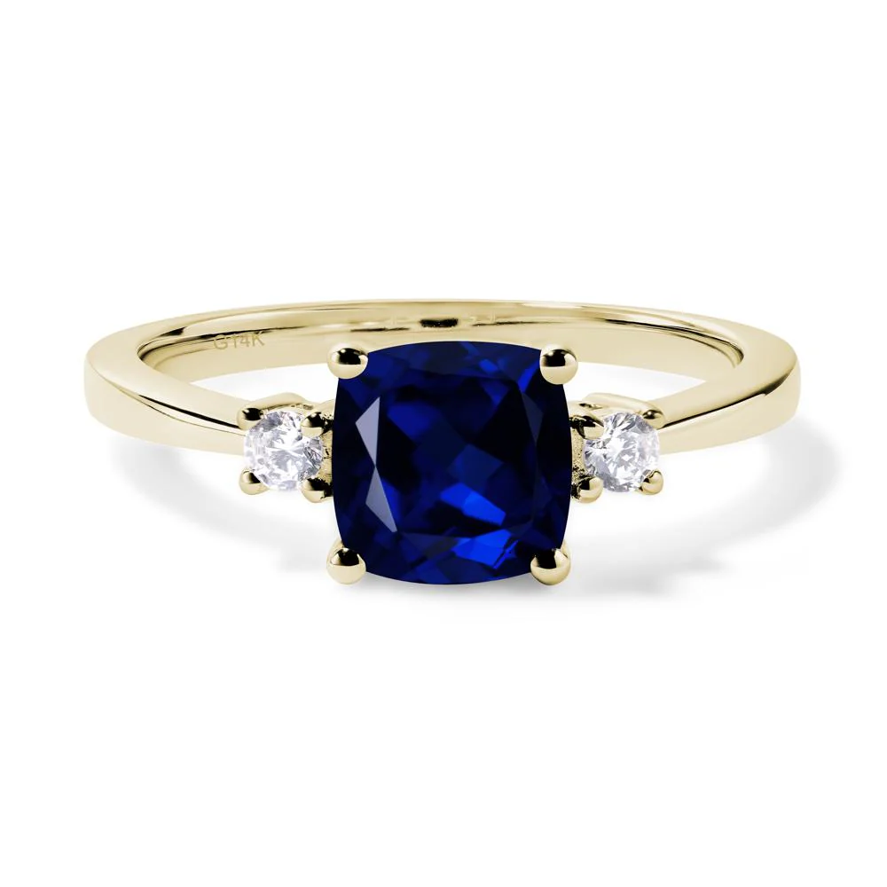 Cushion Cut Sapphire Trilogy Ring - Image 4