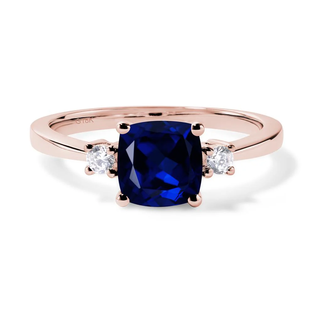 Cushion Cut Sapphire Trilogy Ring - Image 9