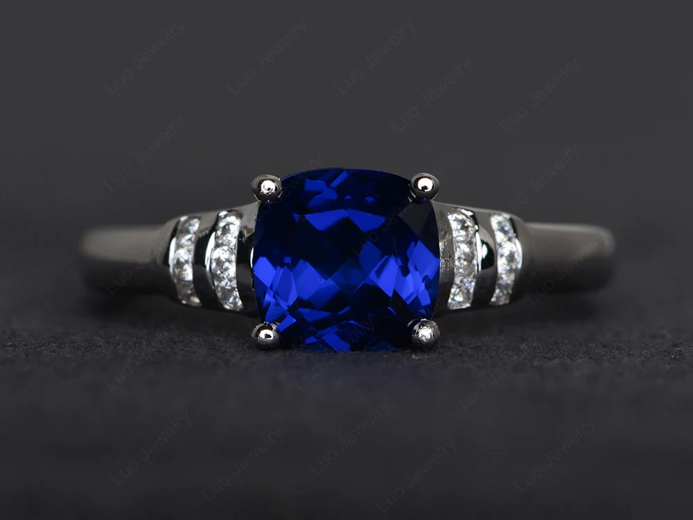 Simple Cushion Sapphire Ring