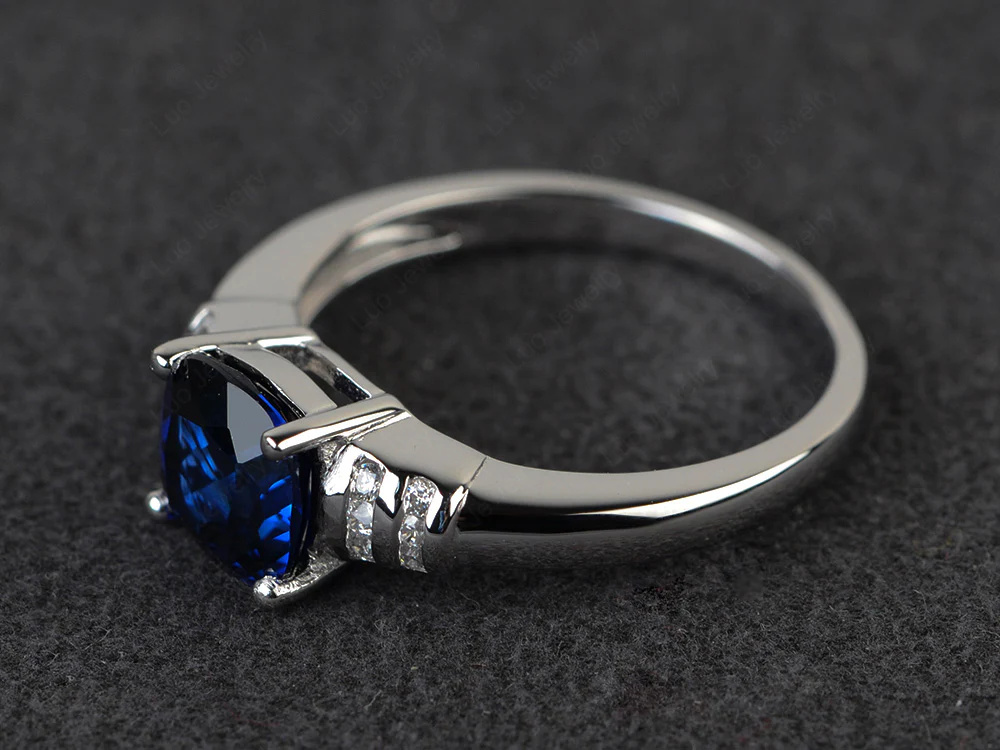 Simple Cushion Sapphire Ring - Image 2