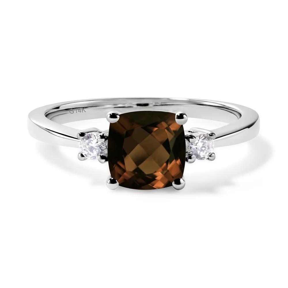 Cushion Cut Smoky Quartz Trilogy Ring - Image 3