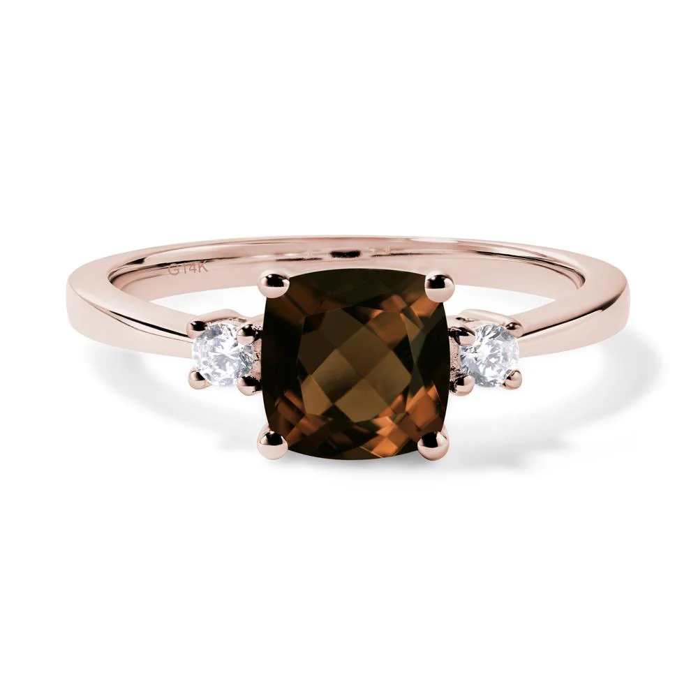 Cushion Cut Smoky Quartz Trilogy Ring - Image 5