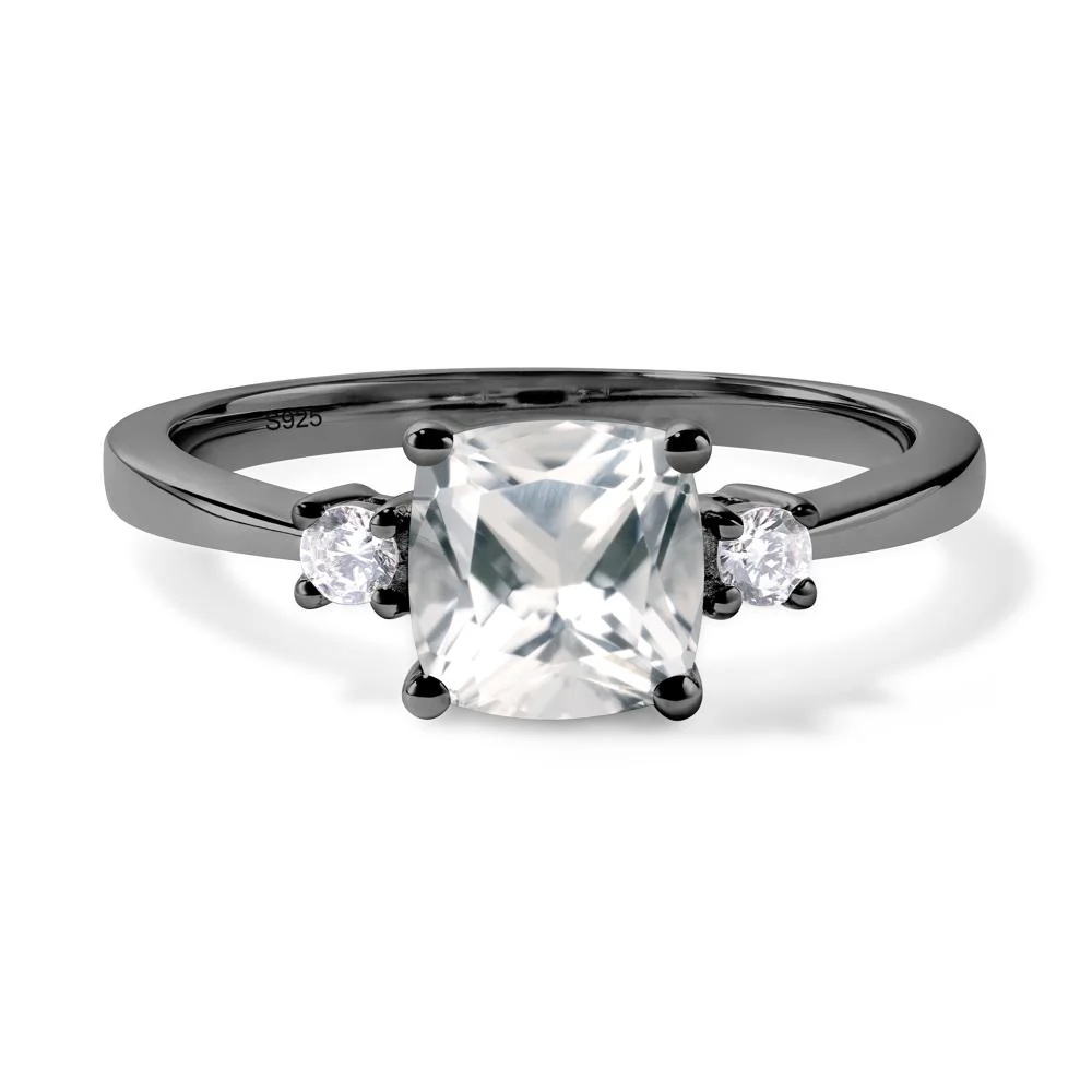 Cushion Cut White Topaz Trilogy Ring - Image 3