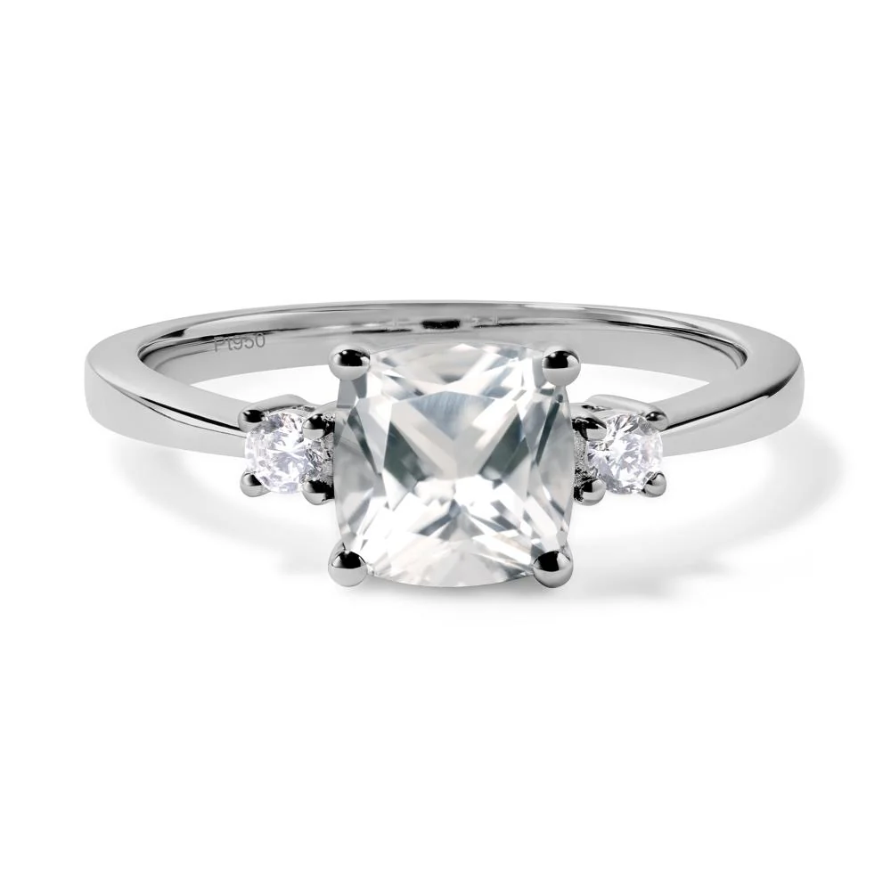 Cushion Cut White Topaz Trilogy Ring - Image 6