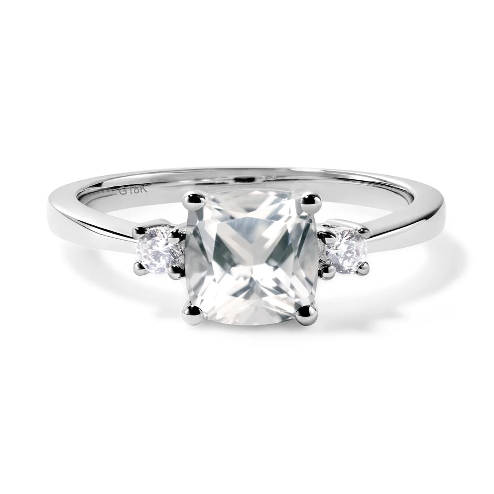 Cushion Cut White Topaz Trilogy Ring - Image 7