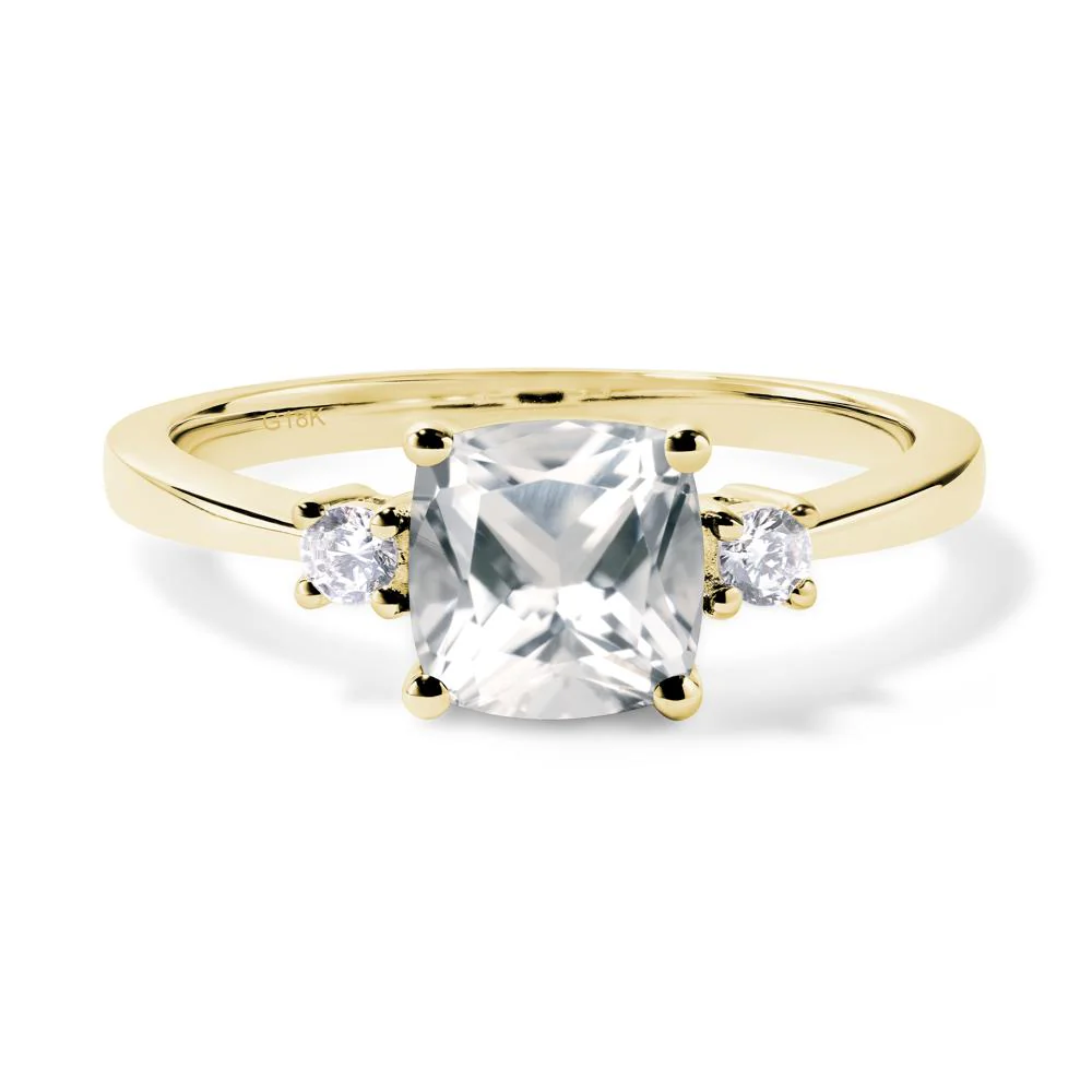 Cushion Cut White Topaz Trilogy Ring - Image 8