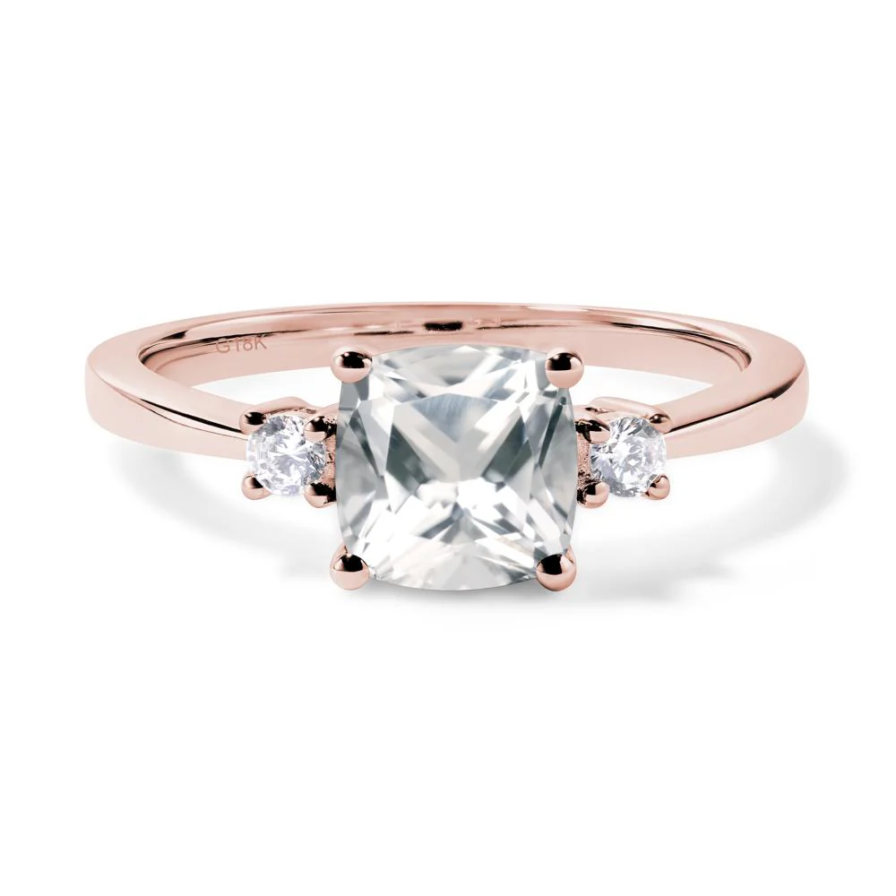 Cushion Cut White Topaz Trilogy Ring - Image 9