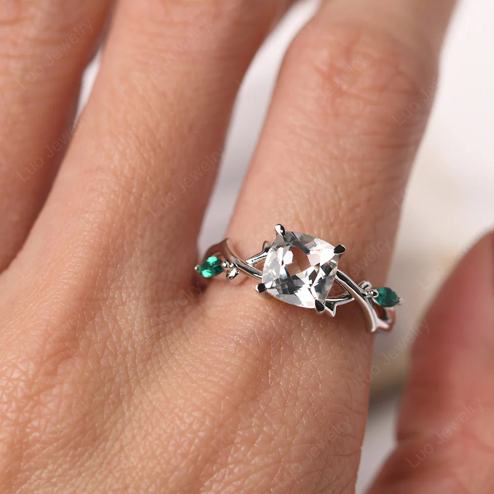 White Topaz Willow Engagement Ring - Image 6