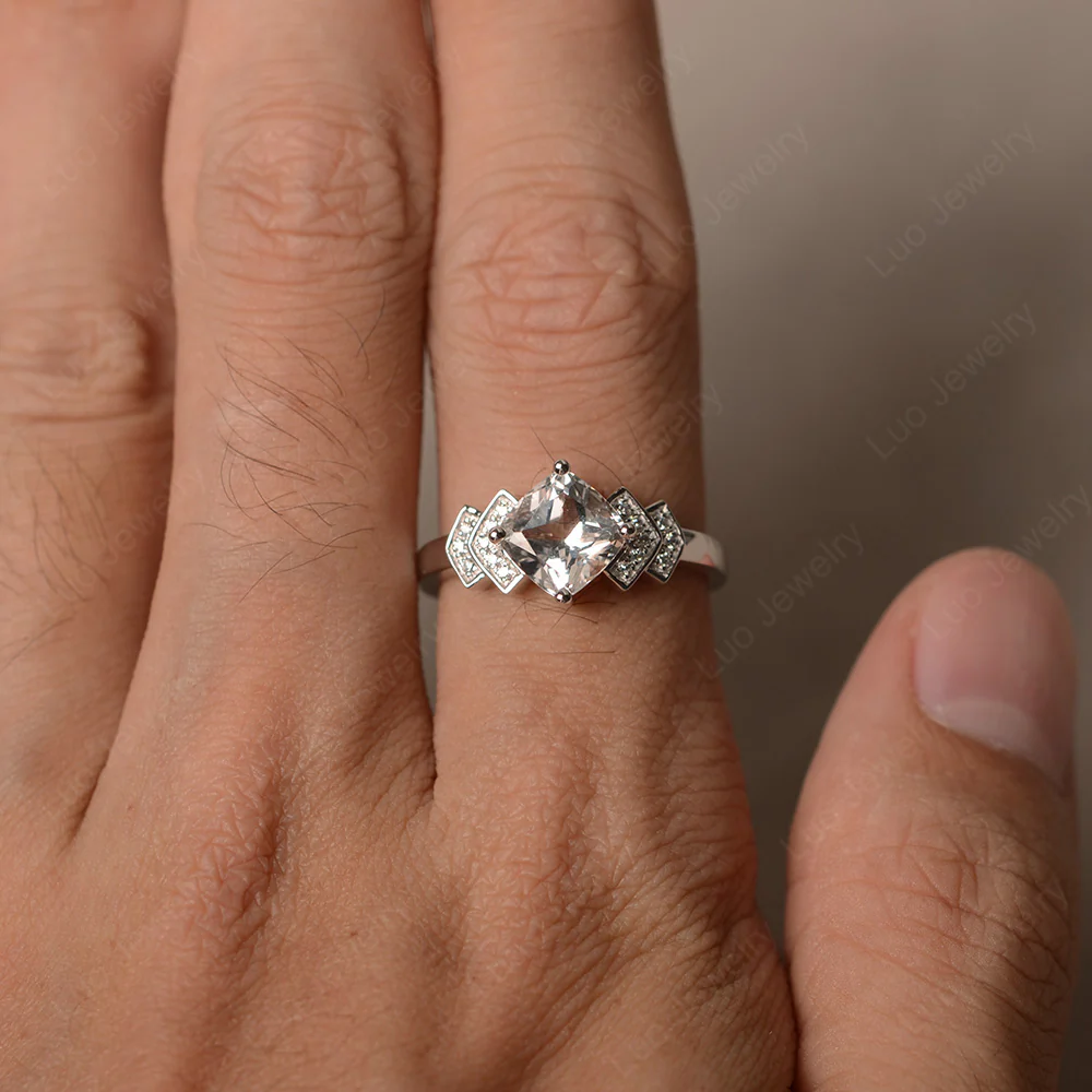 Cushion Cut White Topaz Ring Kite Set - Image 3