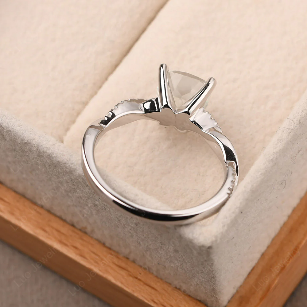 Cushion White Topaz Twist Engagement Ring - Image 3