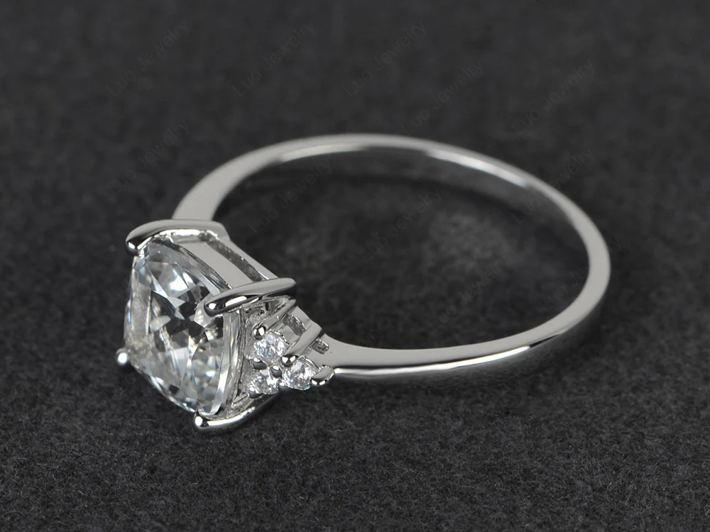 Cushion Cut White Topaz Ring - Image 2