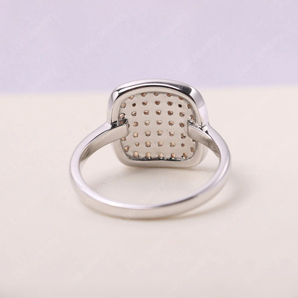 Cushion Shape Pave Champagne Cubic Zirconia Ring - Image 3