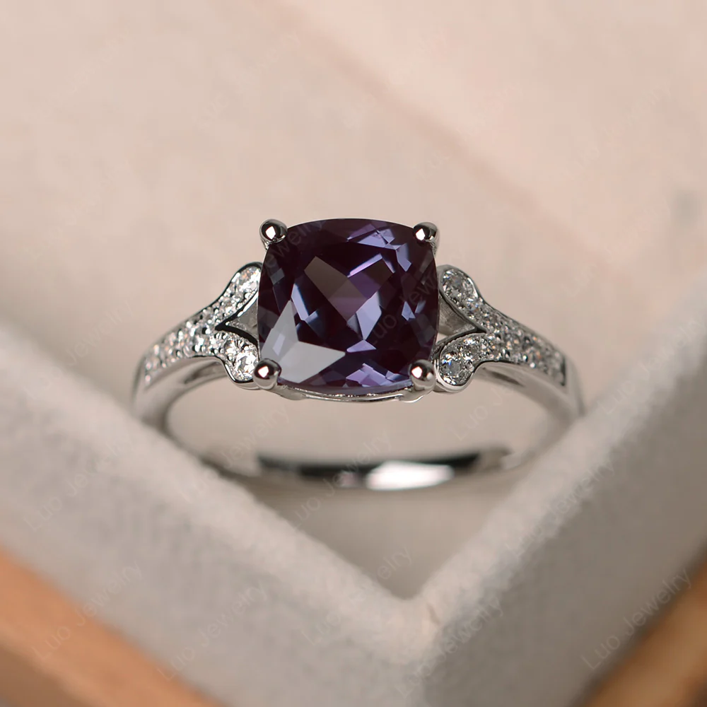 Cushion Shaped Alexandrite Ring