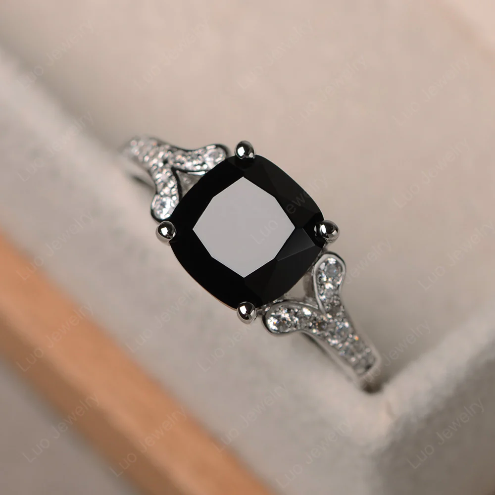 Cushion Shaped Black Spinel Ring - Image 2
