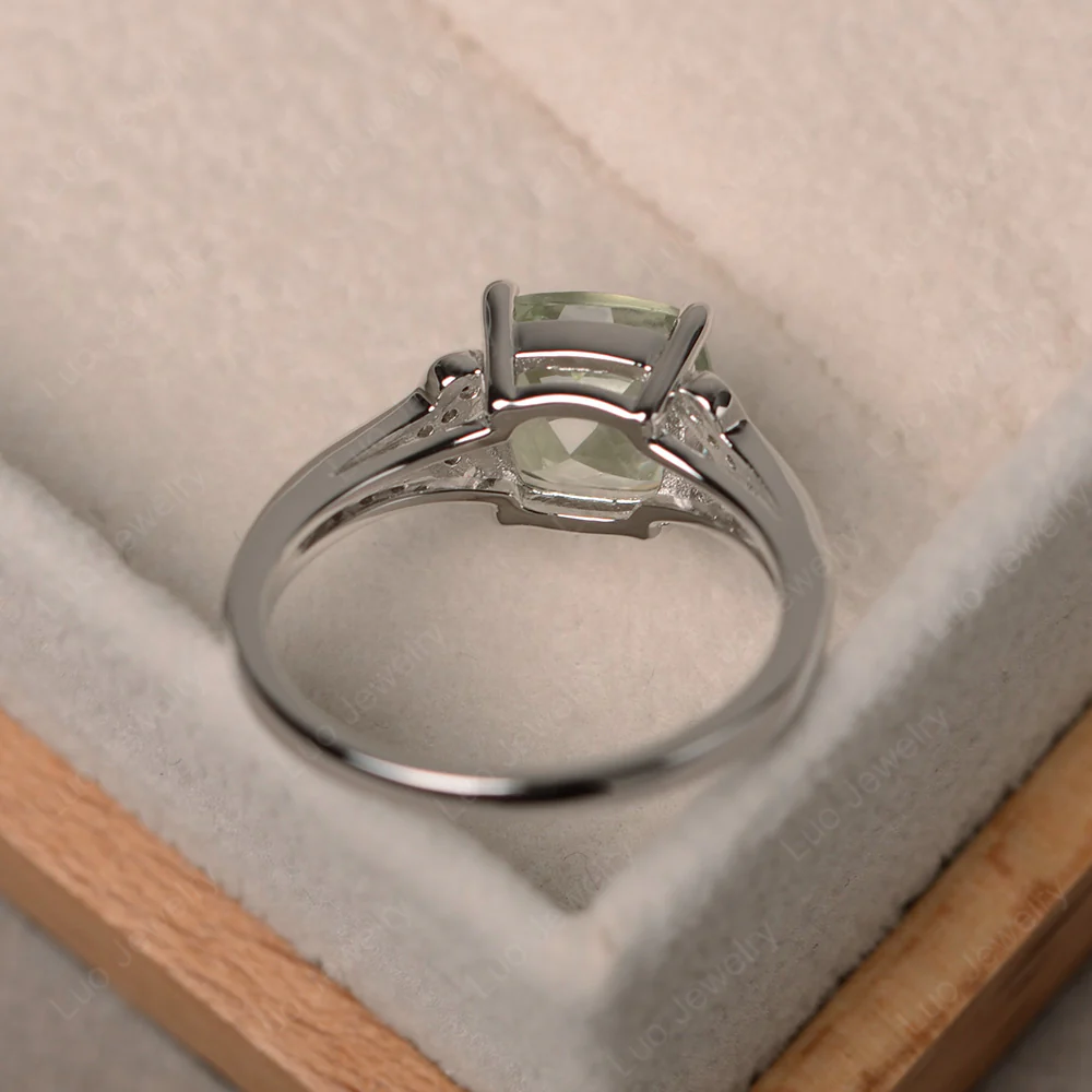Cushion Shaped Green Amethyst Ring - Image 3
