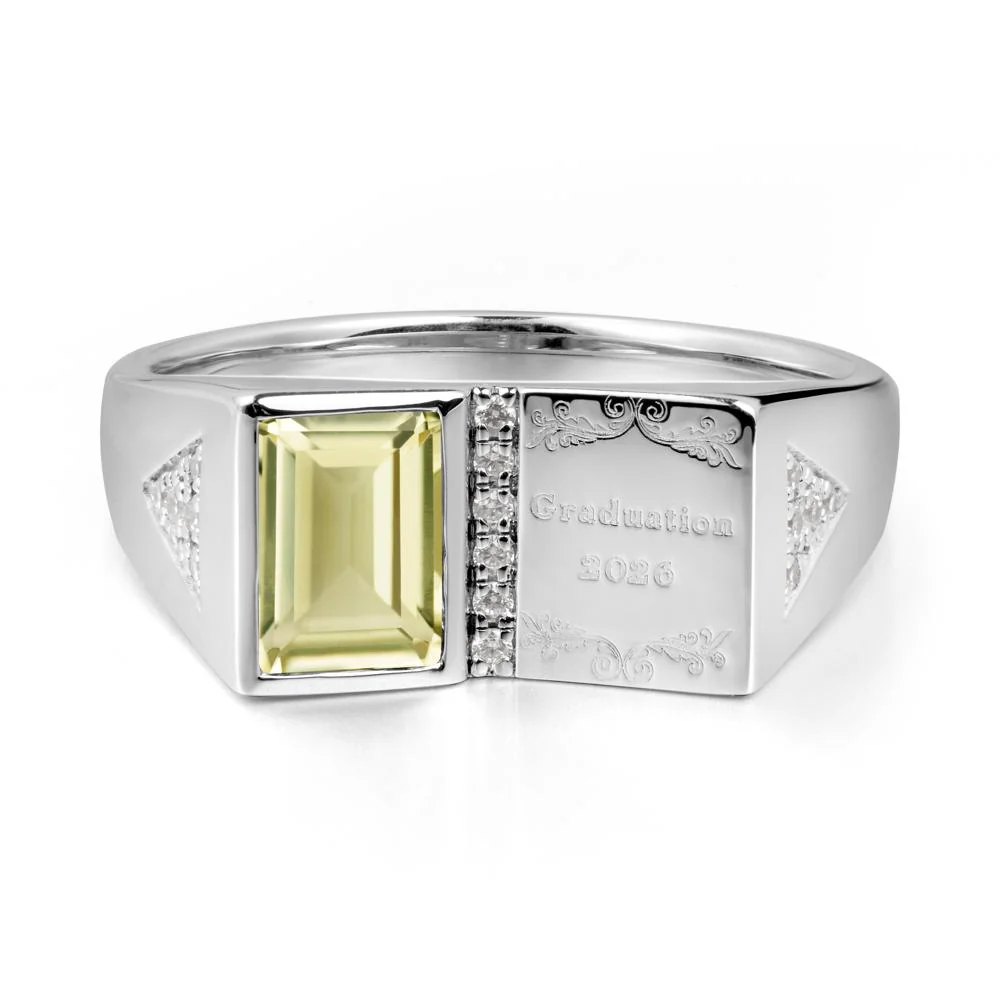 Custom Lemon Quartz Graduation Ring