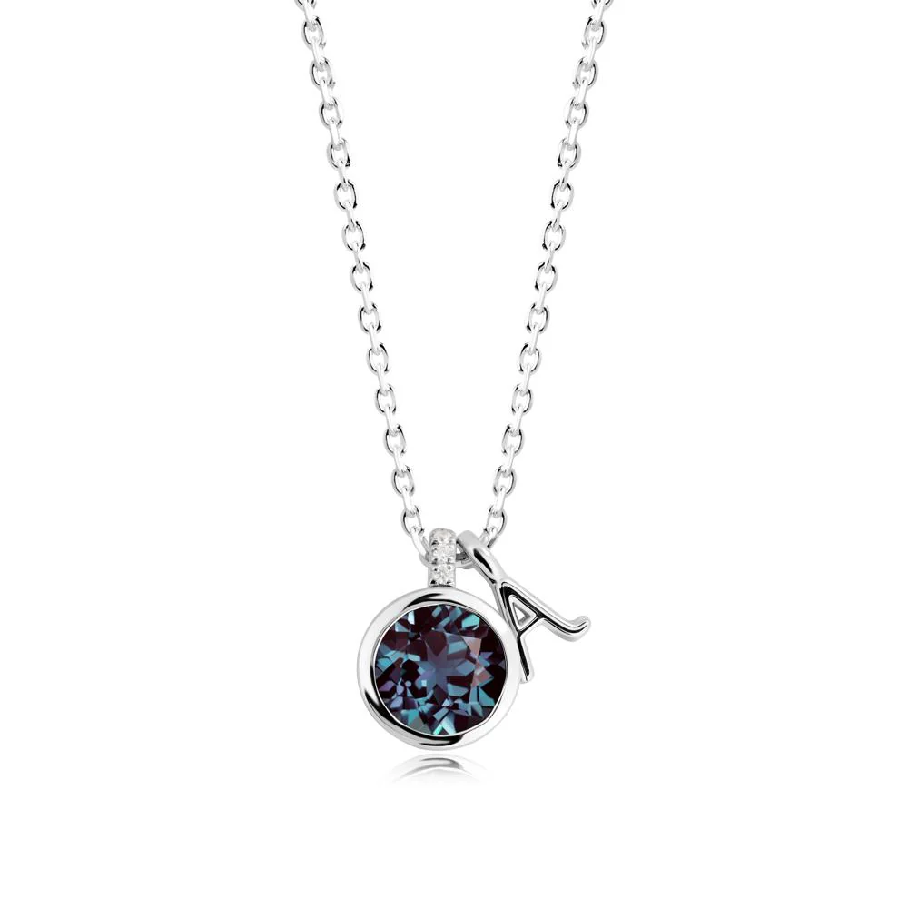 Custom Letter Necklace with Round Alexandrite - Image 5