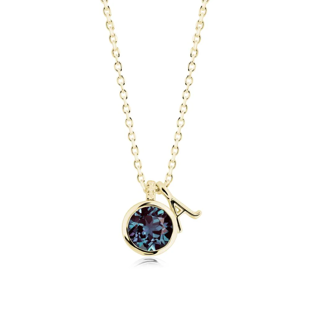 Custom Letter Necklace with Round Alexandrite - Image 7