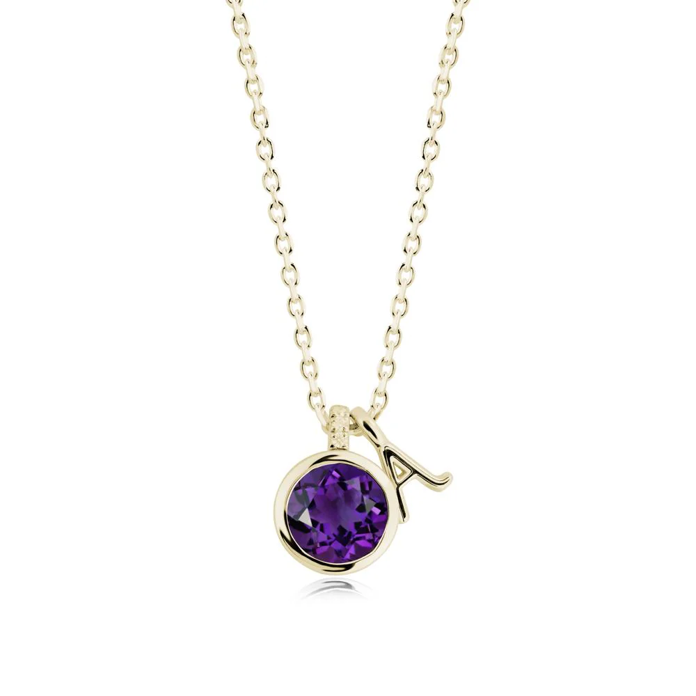 Custom Letter Necklace with Round Amethyst - Image 7