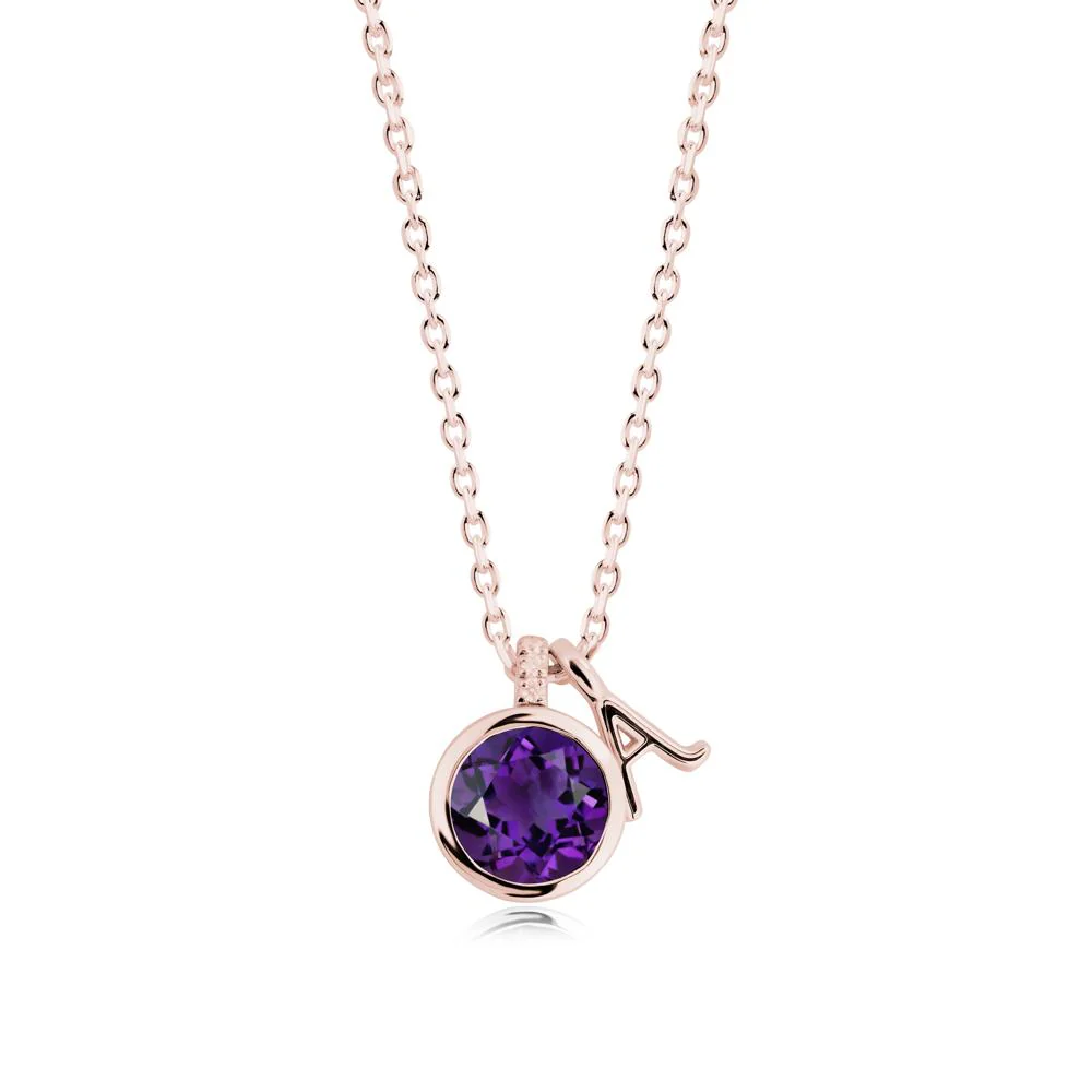Custom Letter Necklace with Round Amethyst - Image 9
