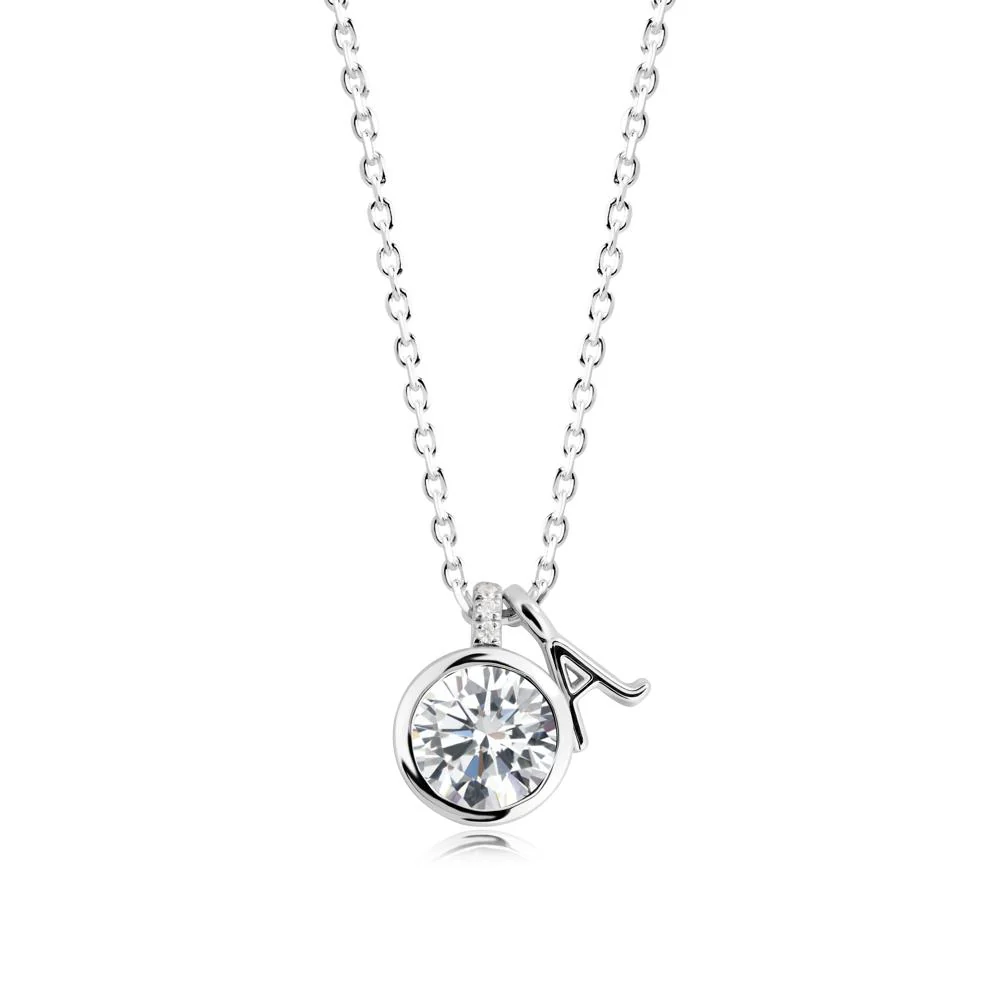 Custom Letter Necklace with Round Cubic Zirconia - Image 5