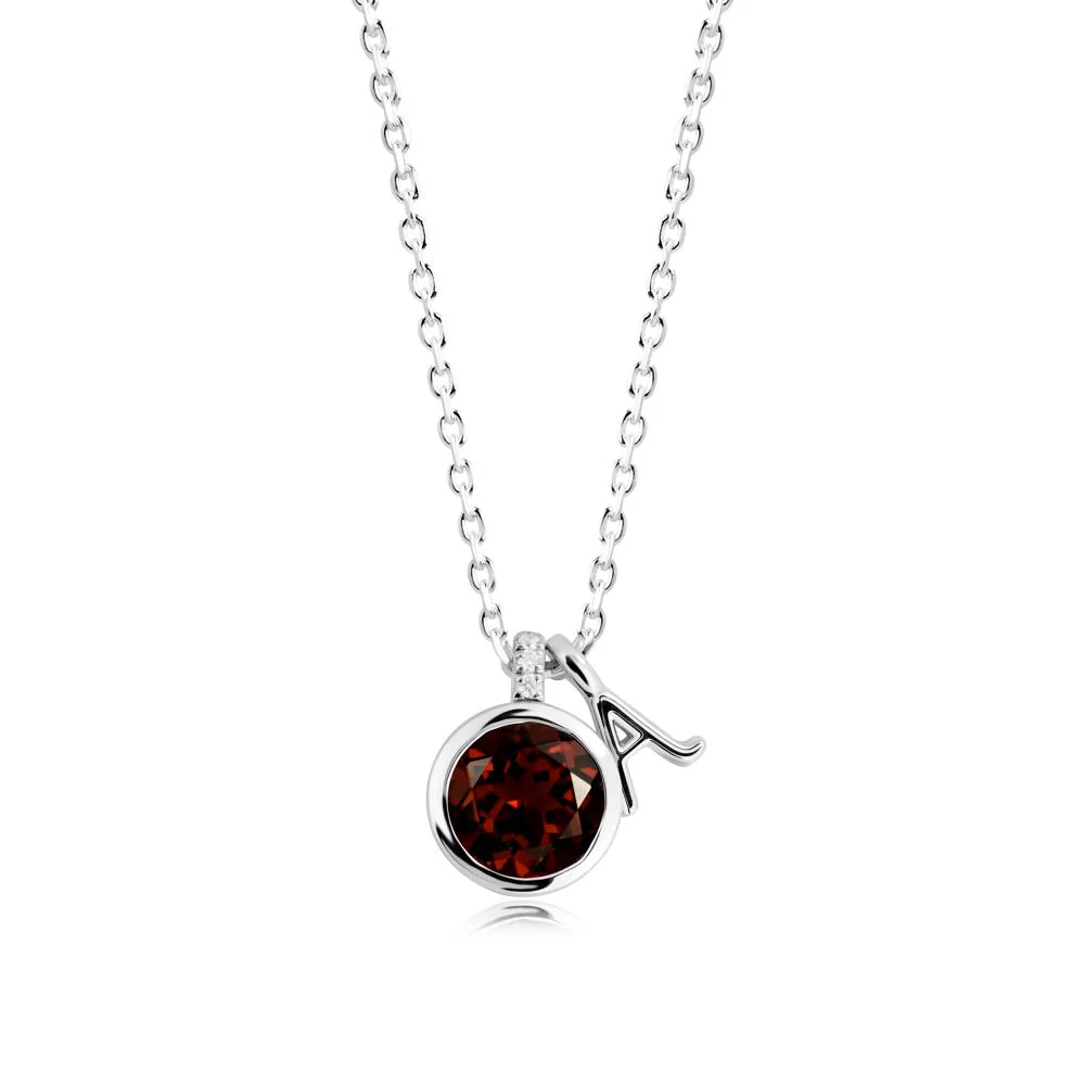 Custom Letter Necklace with Round Garnet